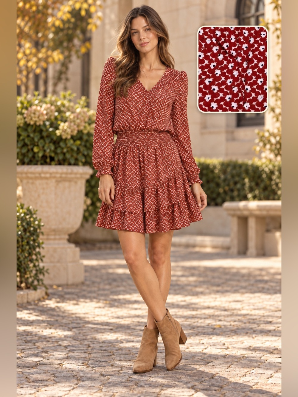 MICHAEL Michael Kors size M red and white Floral print Dress size M